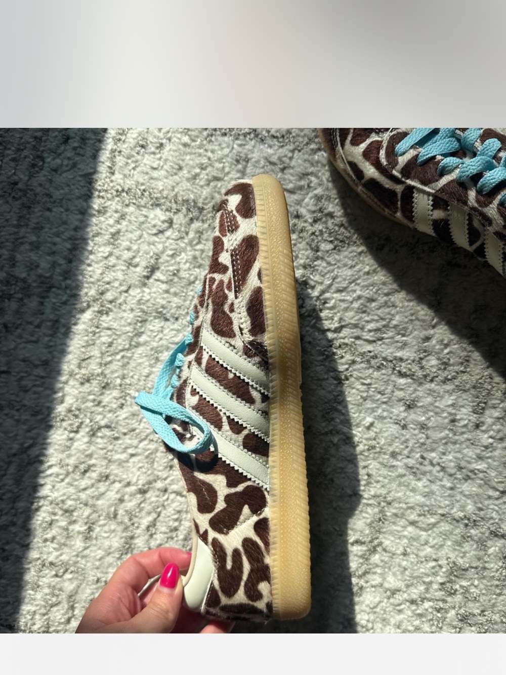 adidas Samba OG Shoes in Brown Giraffe Print pony hair - Picture 3 of 11